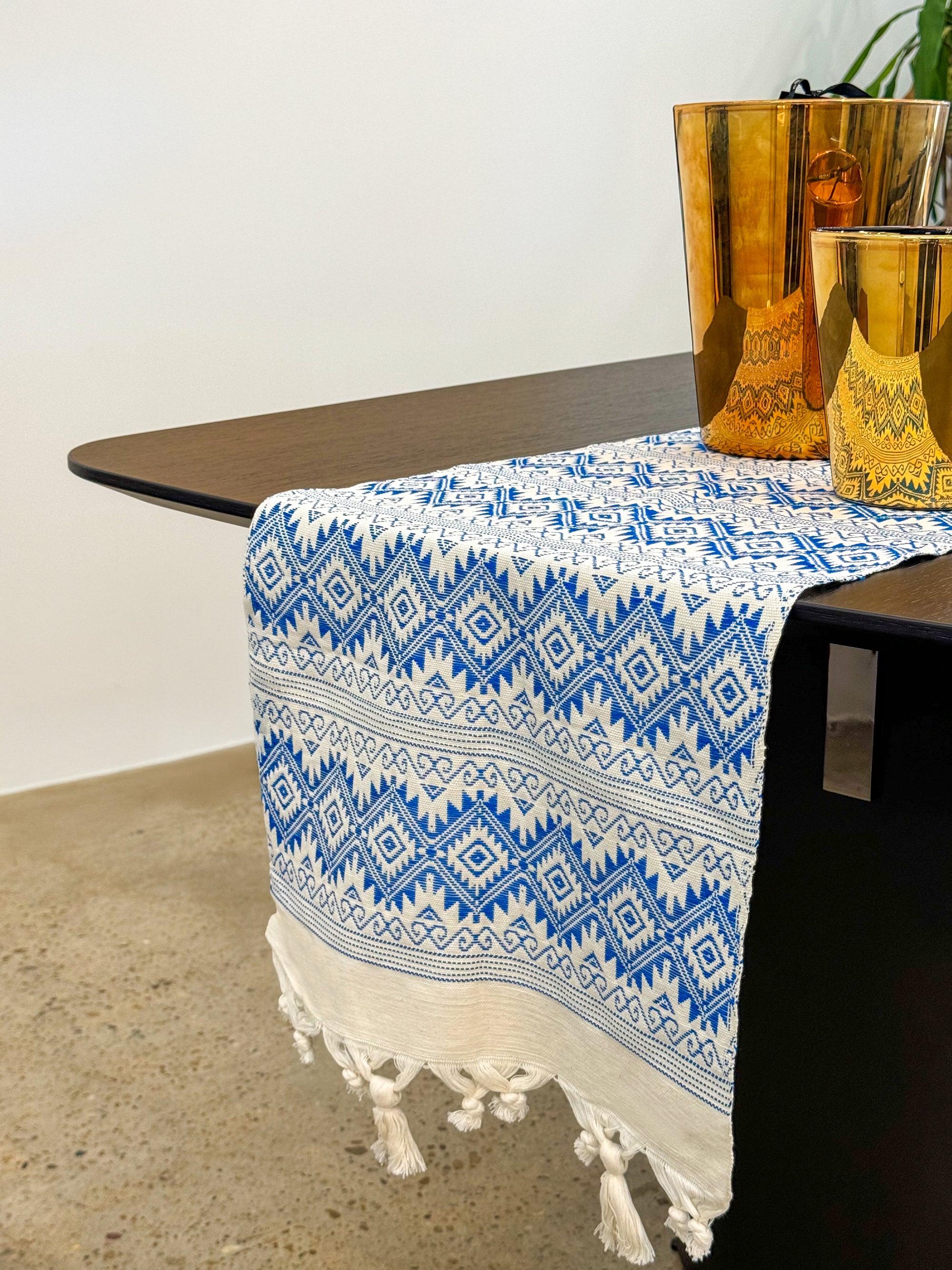 Oaxacan Blue Weave Table Runner