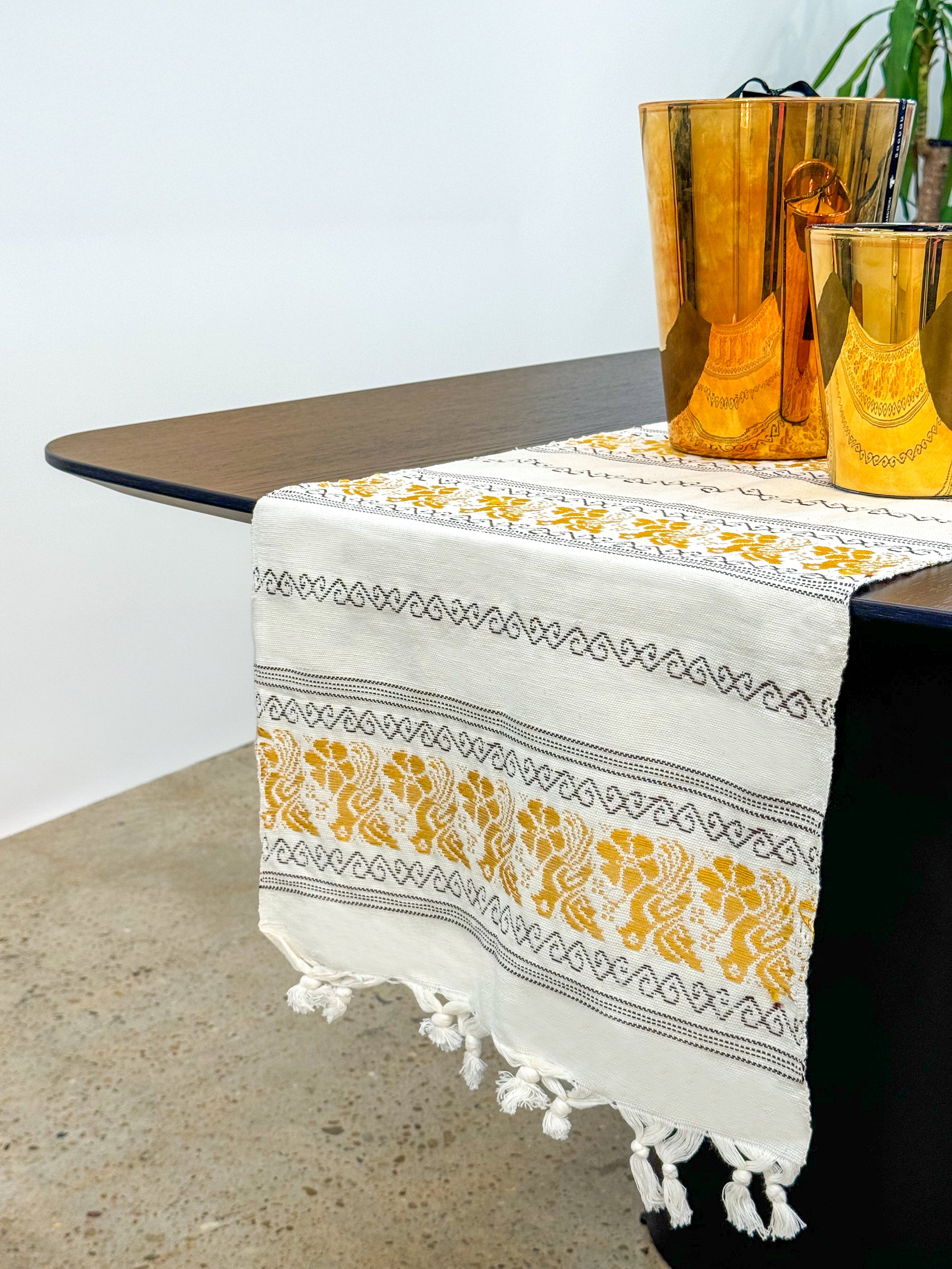 Oaxacan Yellow Weave Table Runner