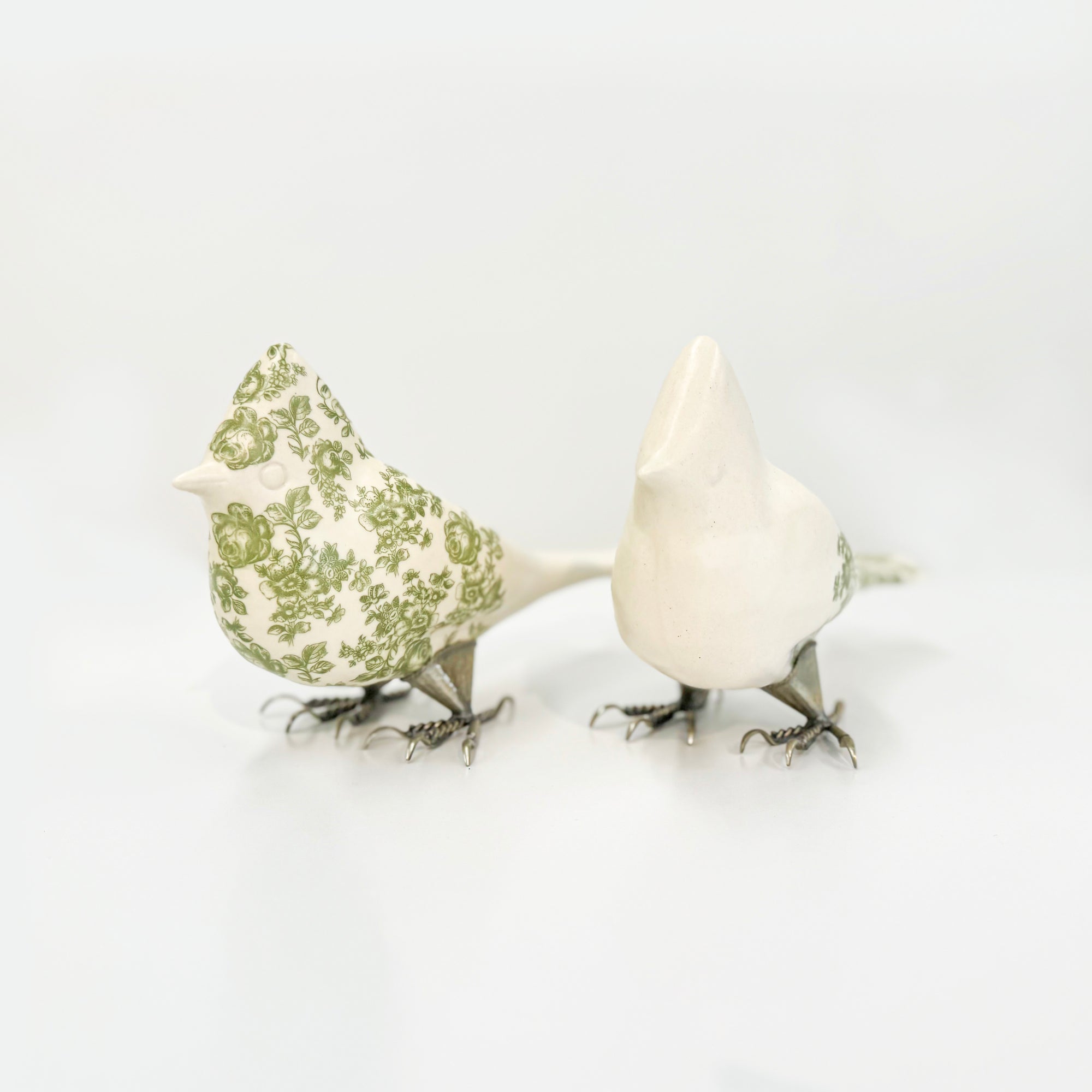 Floral Ceramic Cardinals - Set of 2